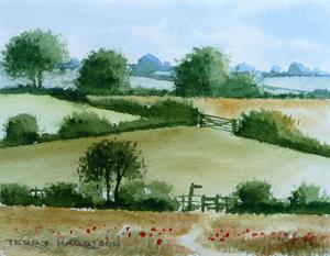 Buy View Over the Fields 5.5 x 4 inches Watercolour on Paper Online